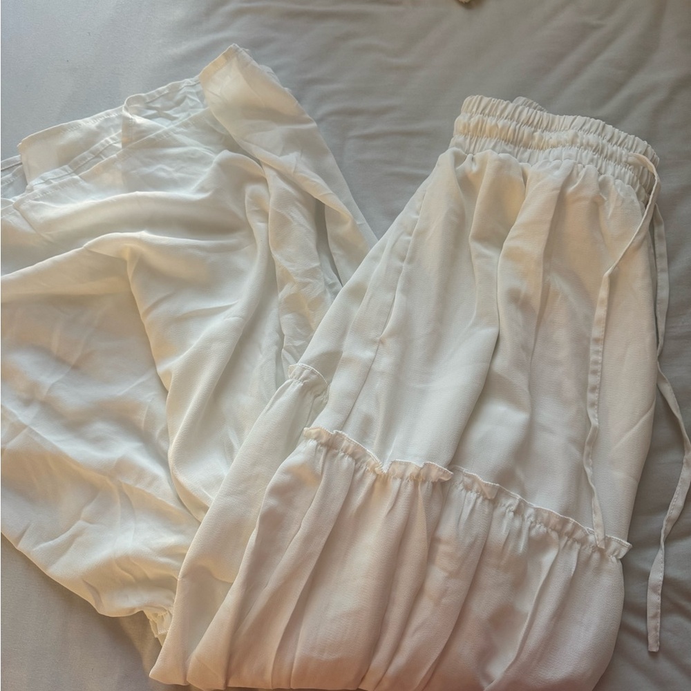 Flowy White Tiered Maxi Skirt